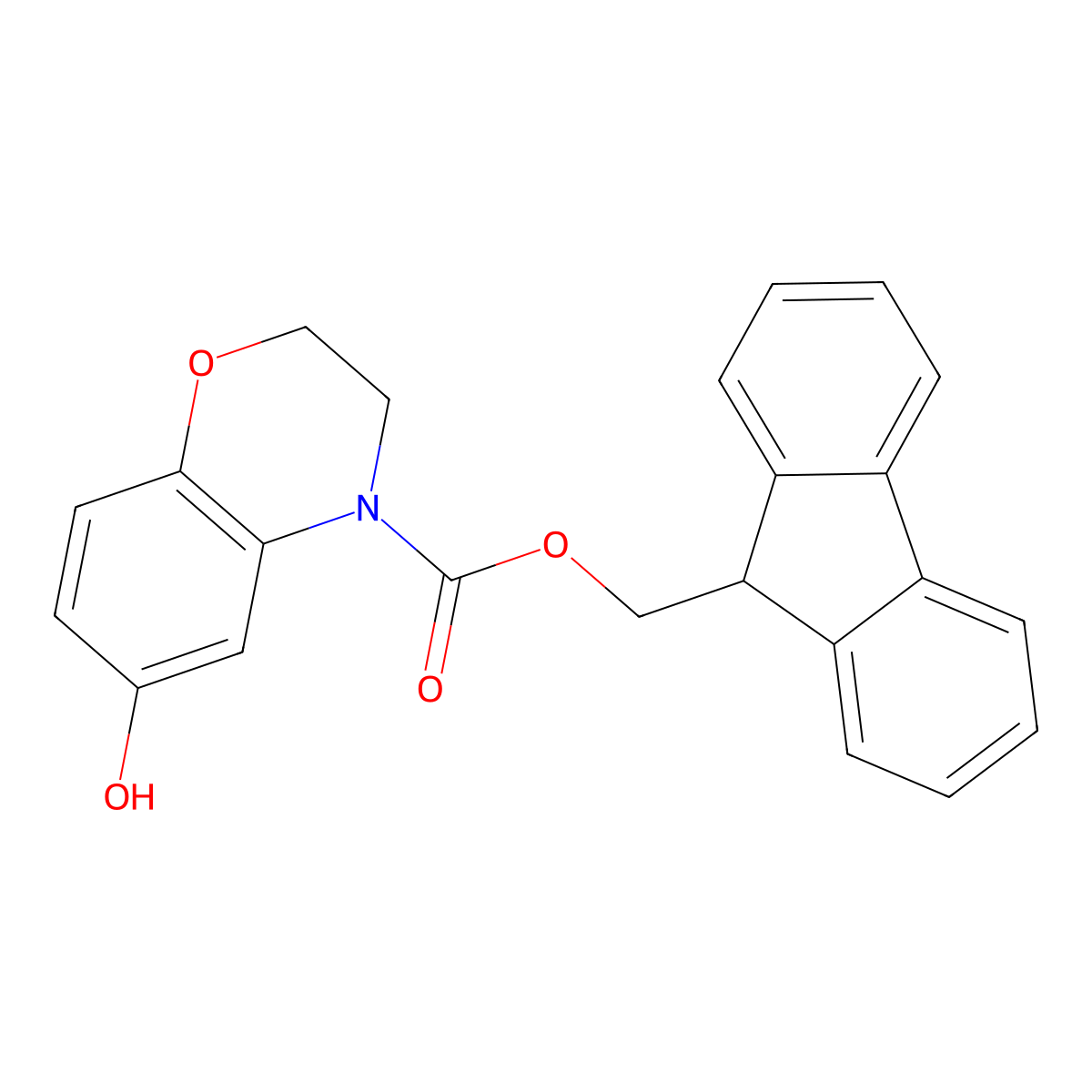 (9H-fluoren-9-yl)methyl 6-hydroxy-3,4-dihydro-2H-1,4-benzoxazine-4-carboxylate molecular structure, CAS 2764012-21-5