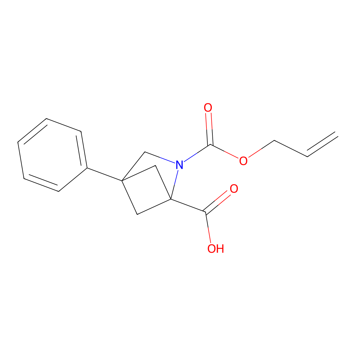 4-Phenyl-2-[(prop-2-en-1-yloxy)carbonyl]-2-azabicyclo[2.1.1]hexane-1-carboxylic acid molecular structure, CAS 2764012-22-6