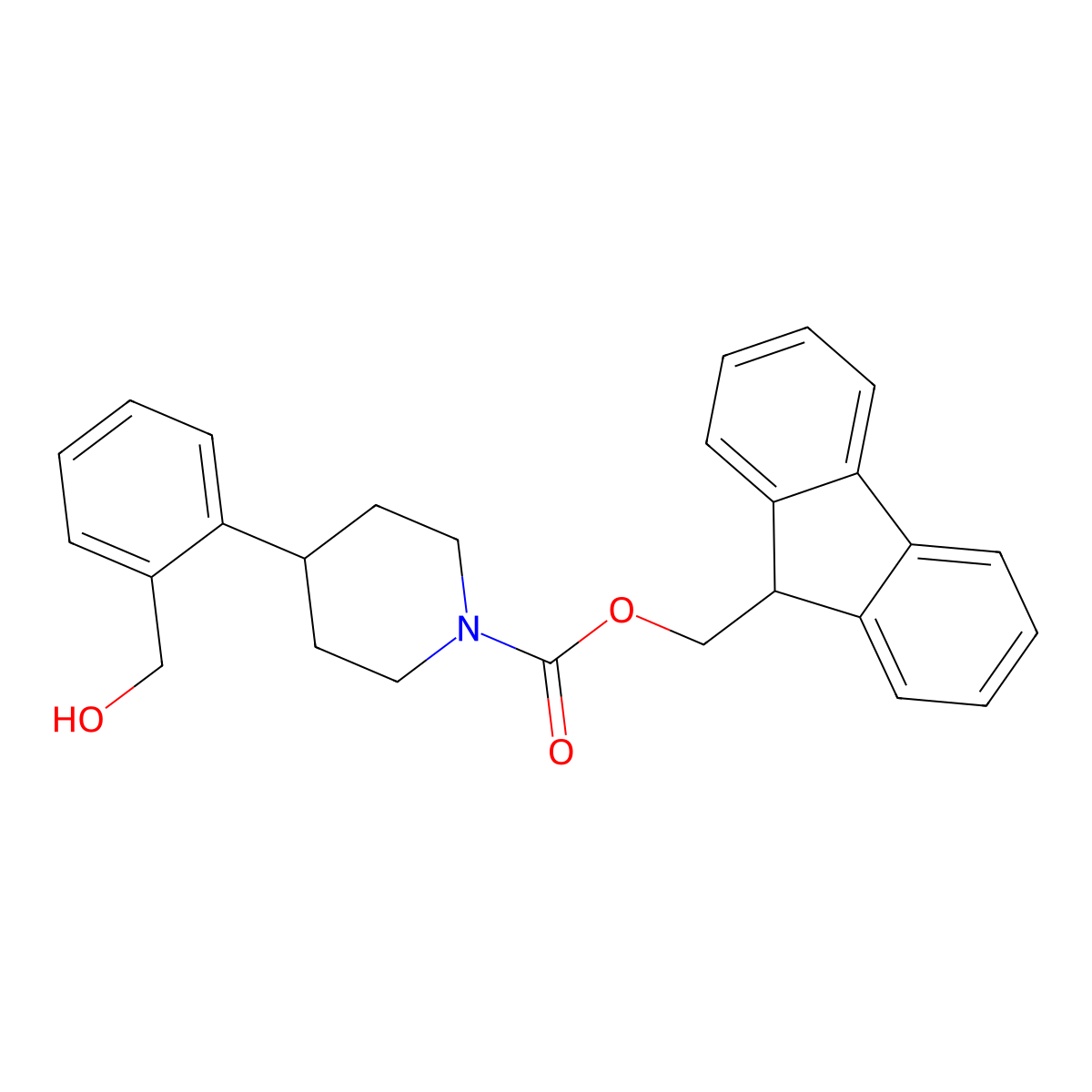 (9H-fluoren-9-yl)methyl 4-[2-(hydroxymethyl)phenyl]piperidine-1-carboxylate molecular structure, CAS 2764012-34-0