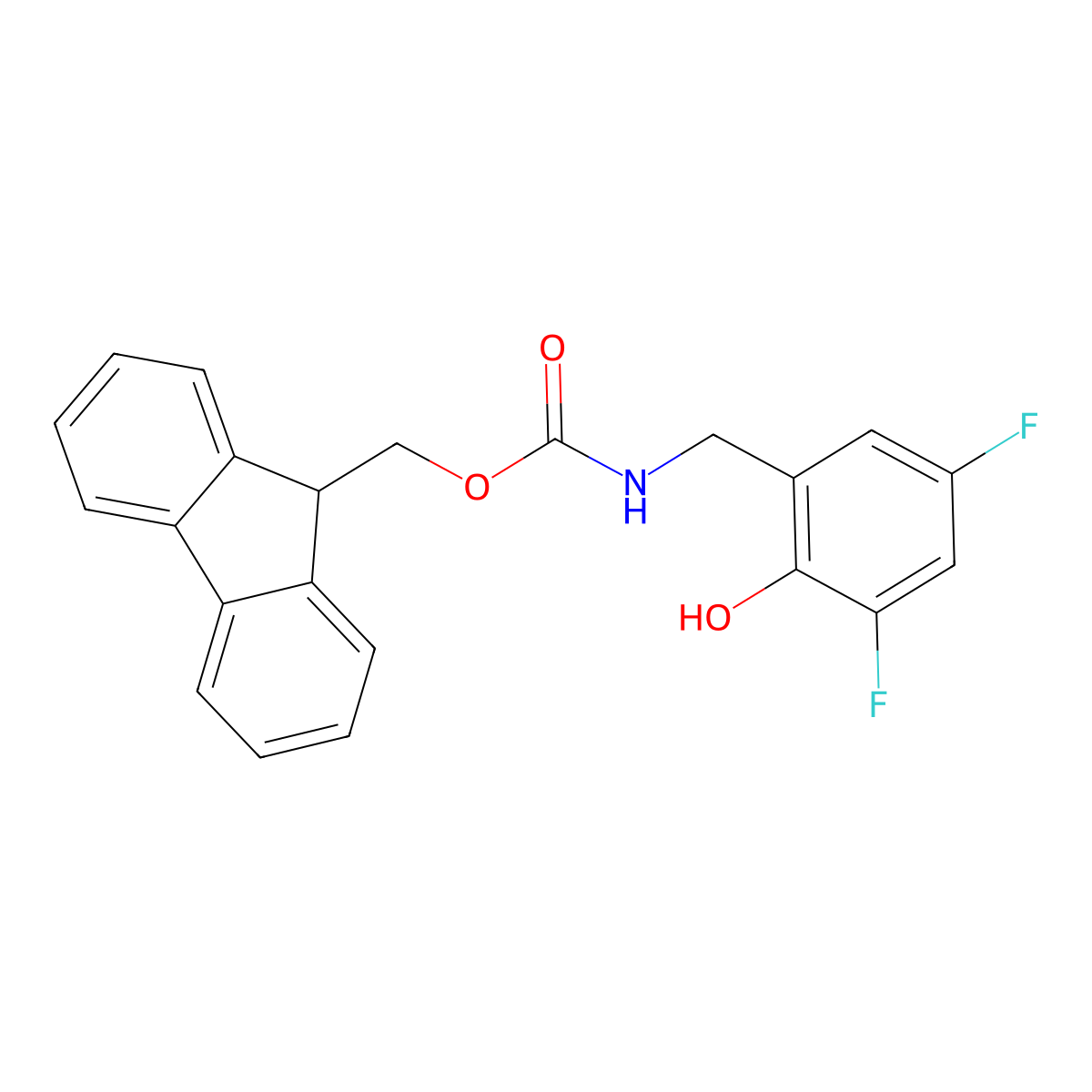 (9H-fluoren-9-yl)methyl N-[(3,5-difluoro-2-hydroxyphenyl)methyl]carbamate molecular structure, CAS 2764012-37-3