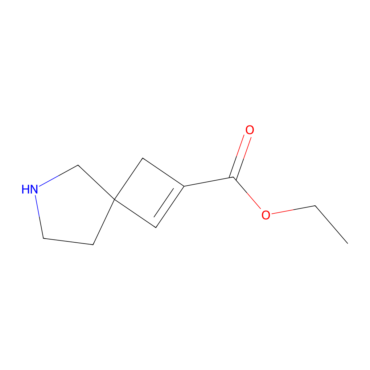 Ethyl 6-azaspiro[3.4]oct-1-ene-2-carboxylate molecular structure, CAS 2764012-38-4
