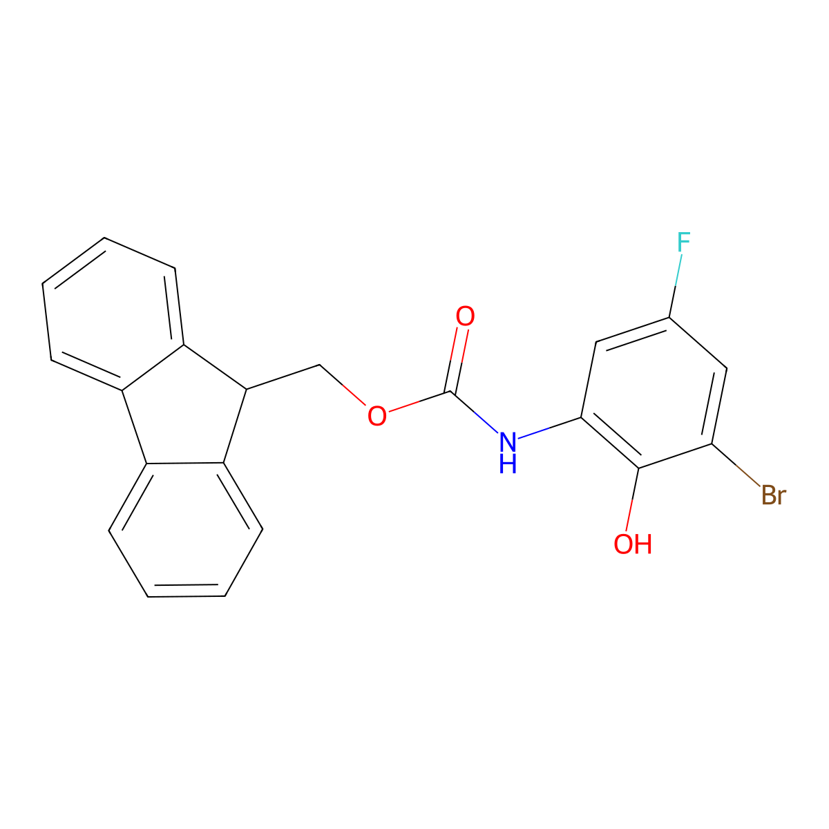 (9H-fluoren-9-yl)methyl N-(3-bromo-5-fluoro-2-hydroxyphenyl)carbamate molecular structure, CAS 2764012-47-5