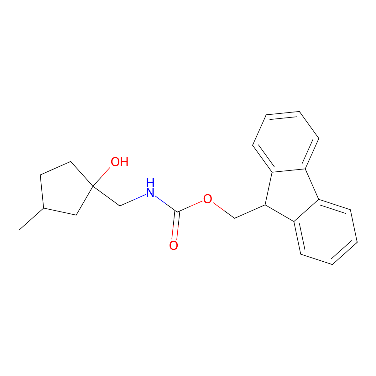 (9H-fluoren-9-yl)methyl N-[(1-hydroxy-3-methylcyclopentyl)methyl]carbamate molecular structure, CAS 2764012-48-6