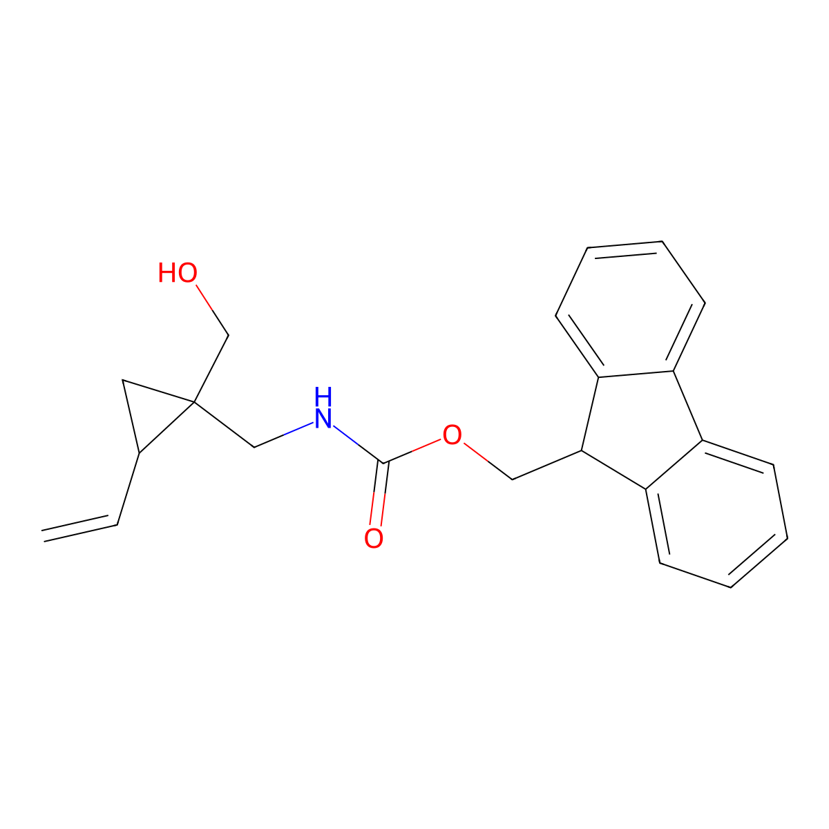 rac-(9H-fluoren-9-yl)methyl N-{[(1R,2S)-2-ethenyl-1-(hydroxymethyl)cyclopropyl]methyl}carbamate molecular structure, CAS 2764012-55-5