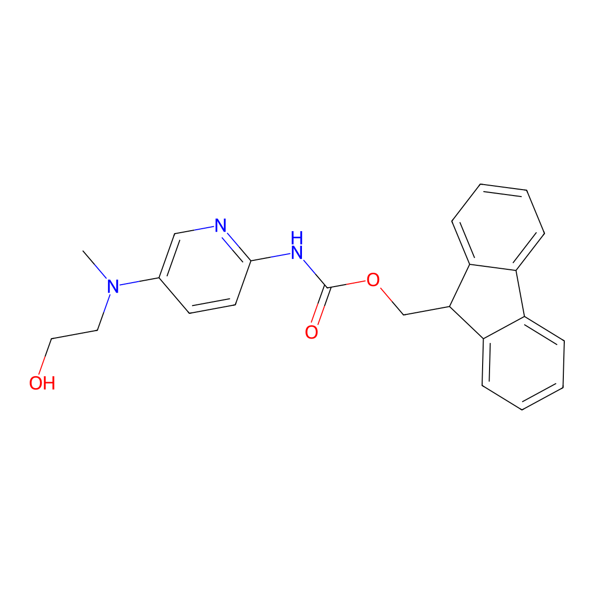 (9H-fluoren-9-yl)methyl N-{5-[(2-hydroxyethyl)(methyl)amino]pyridin-2-yl}carbamate molecular structure, CAS 2764012-57-7