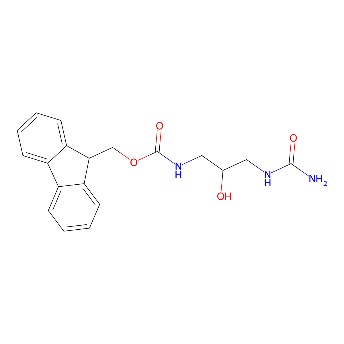 (9H-fluoren-9-yl)methyl N-[3-(carbamoylamino)-2-hydroxypropyl]carbamate molecular structure, CAS 2764012-66-8