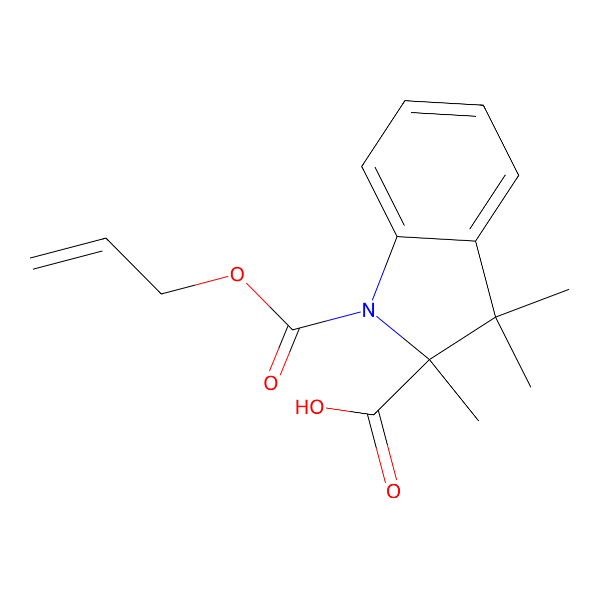 2,3,3-trimethyl-1-[(prop-2-en-1-yloxy)carbonyl]-2,3-dihydro-1H-indole-2-carboxylic acid molecular structure, CAS 2764012-72-6