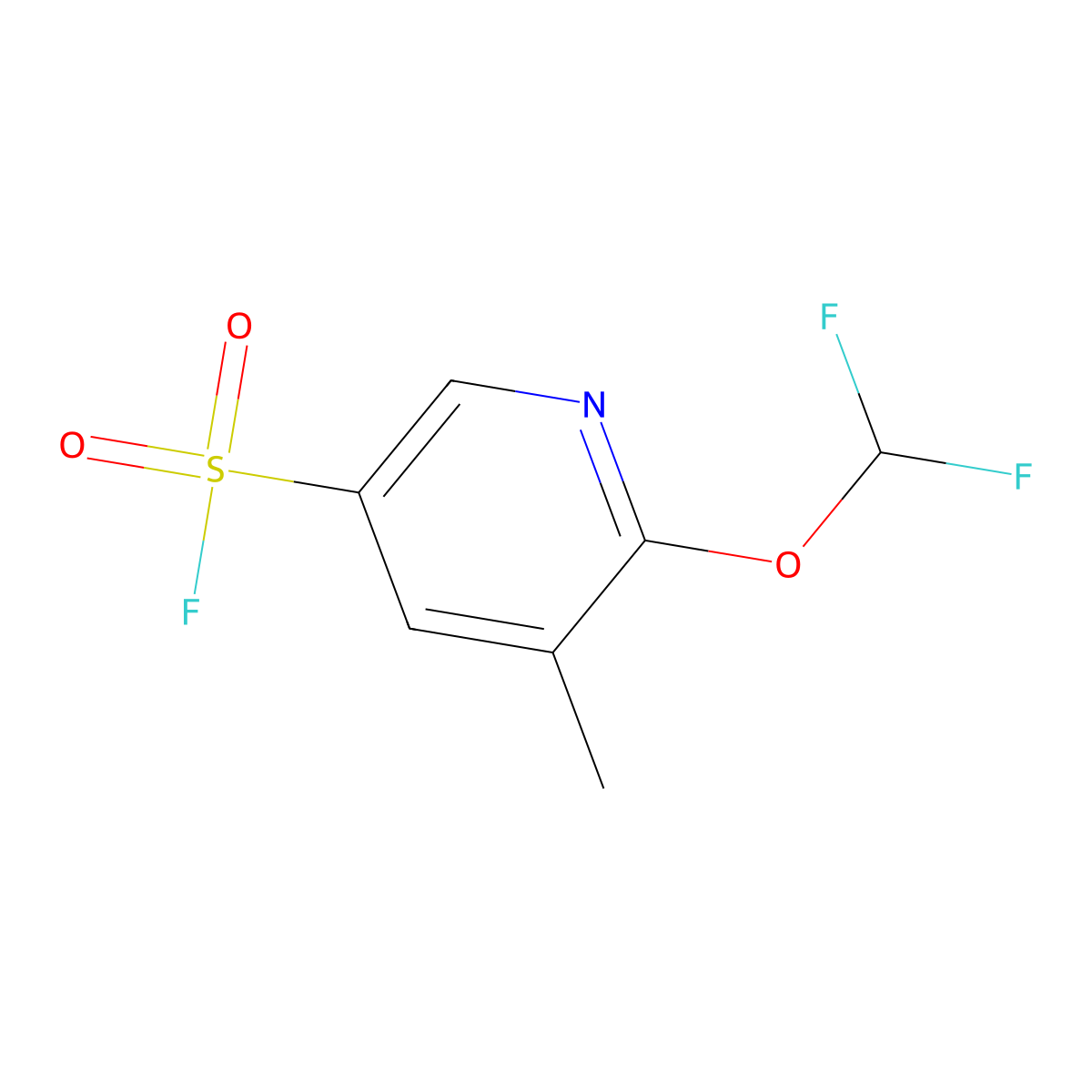 6-(Difluoromethoxy)-5-methylpyridine-3-sulfonyl fluoride molecular structure, CAS 2764012-75-9