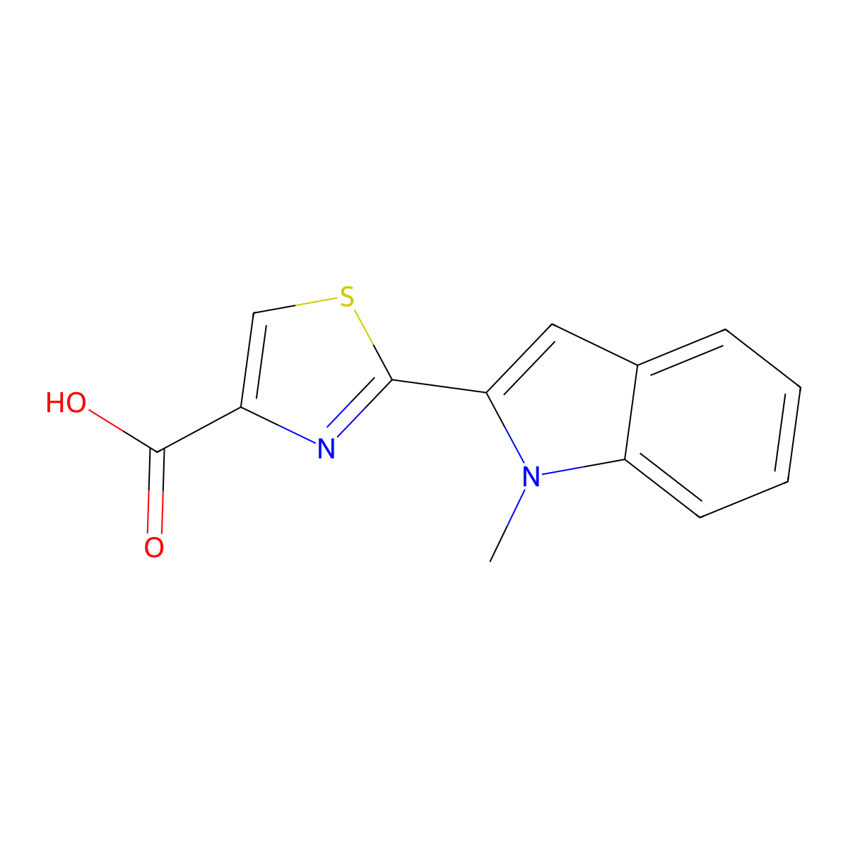2-(1-methyl-1H-indol-2-yl)-1,3-thiazole-4-carboxylic acid molecular structure, CAS 2764012-84-0