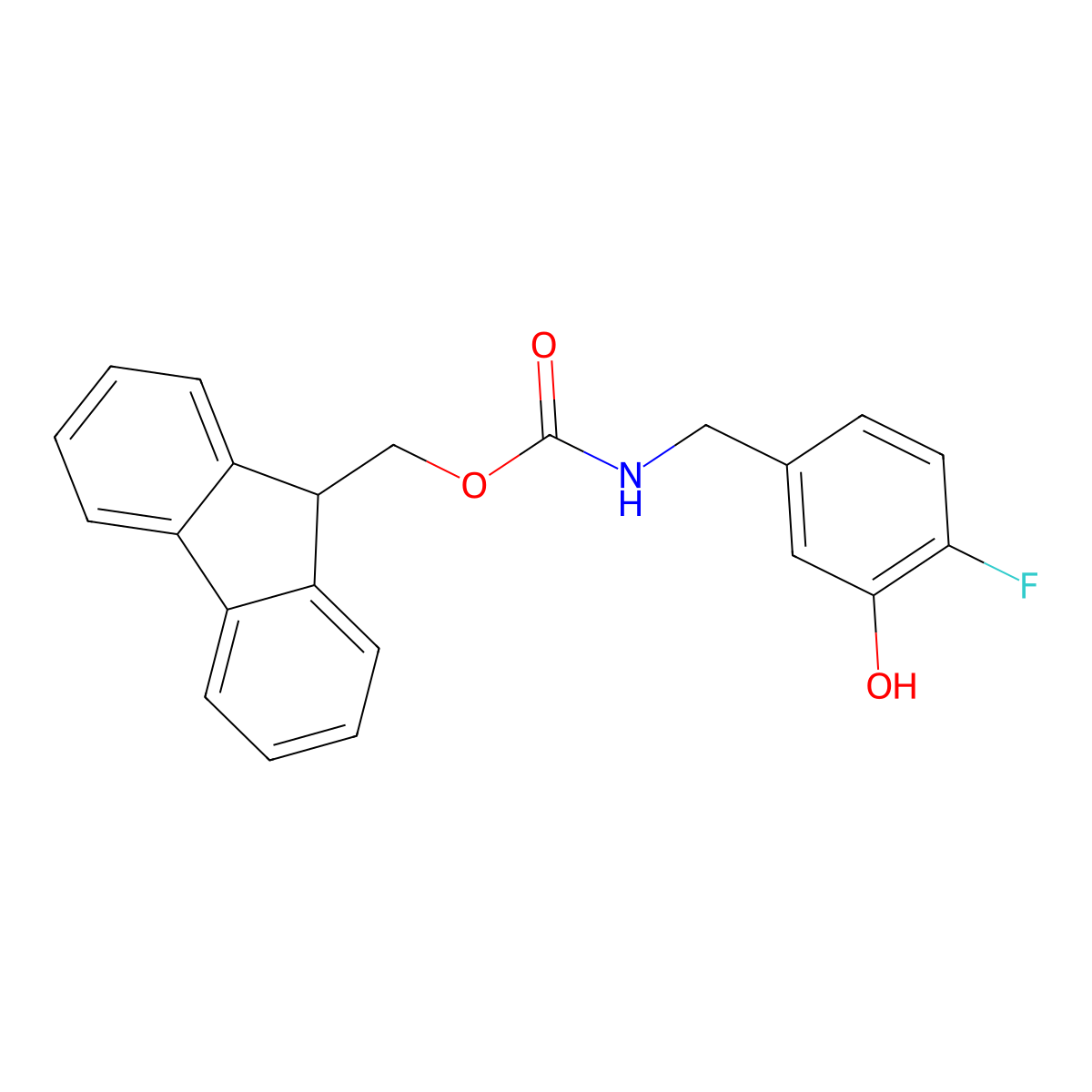(9H-fluoren-9-yl)methyl N-[(4-fluoro-3-hydroxyphenyl)methyl]carbamate molecular structure, CAS 2764012-89-5