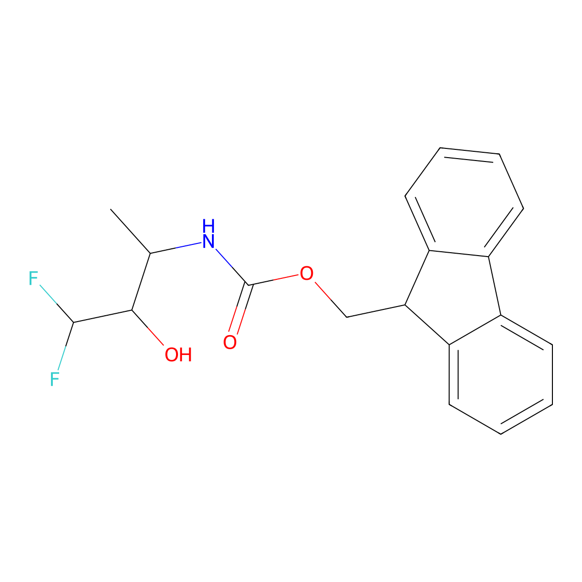 (9H-fluoren-9-yl)methyl N-(4,4-difluoro-3-hydroxybutan-2-yl)carbamate molecular structure, CAS 2764012-94-2