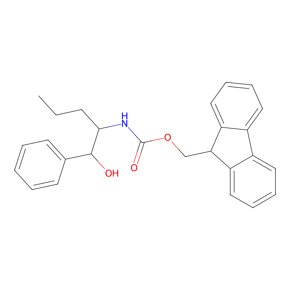 (9H-fluoren-9-yl)methyl N-(1-hydroxy-1-phenylpentan-2-yl)carbamate molecular structure, CAS 2764012-97-5