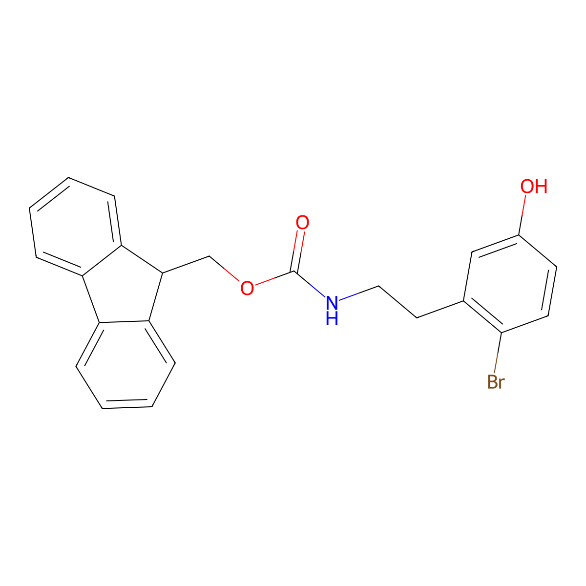(9H-fluoren-9-yl)methyl N-[2-(2-bromo-5-hydroxyphenyl)ethyl]carbamate molecular structure, CAS 2764013-17-2