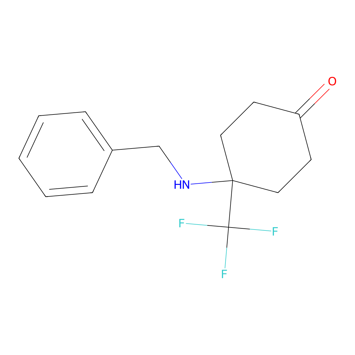4-(Benzylamino)-4-(trifluoromethyl)cyclohexan-1-one molecular structure, CAS 2764013-19-4