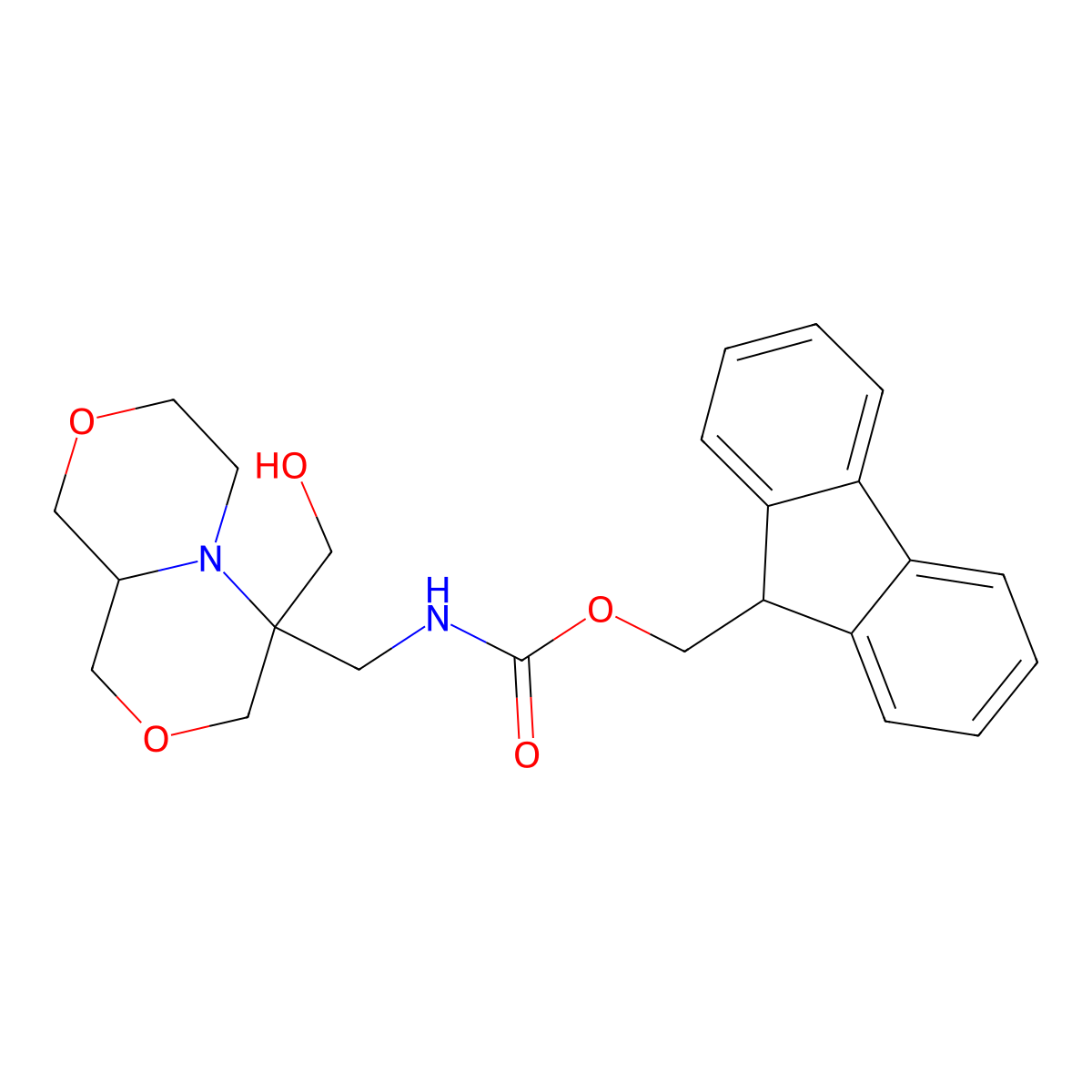 (9H-fluoren-9-yl)methyl N-{[4-(hydroxymethyl)-hexahydro-1H-[1,4]oxazino[3,4-c][1,4]oxazin-4-yl]methyl}carbamate molecular structure, CAS 2764013-20-7