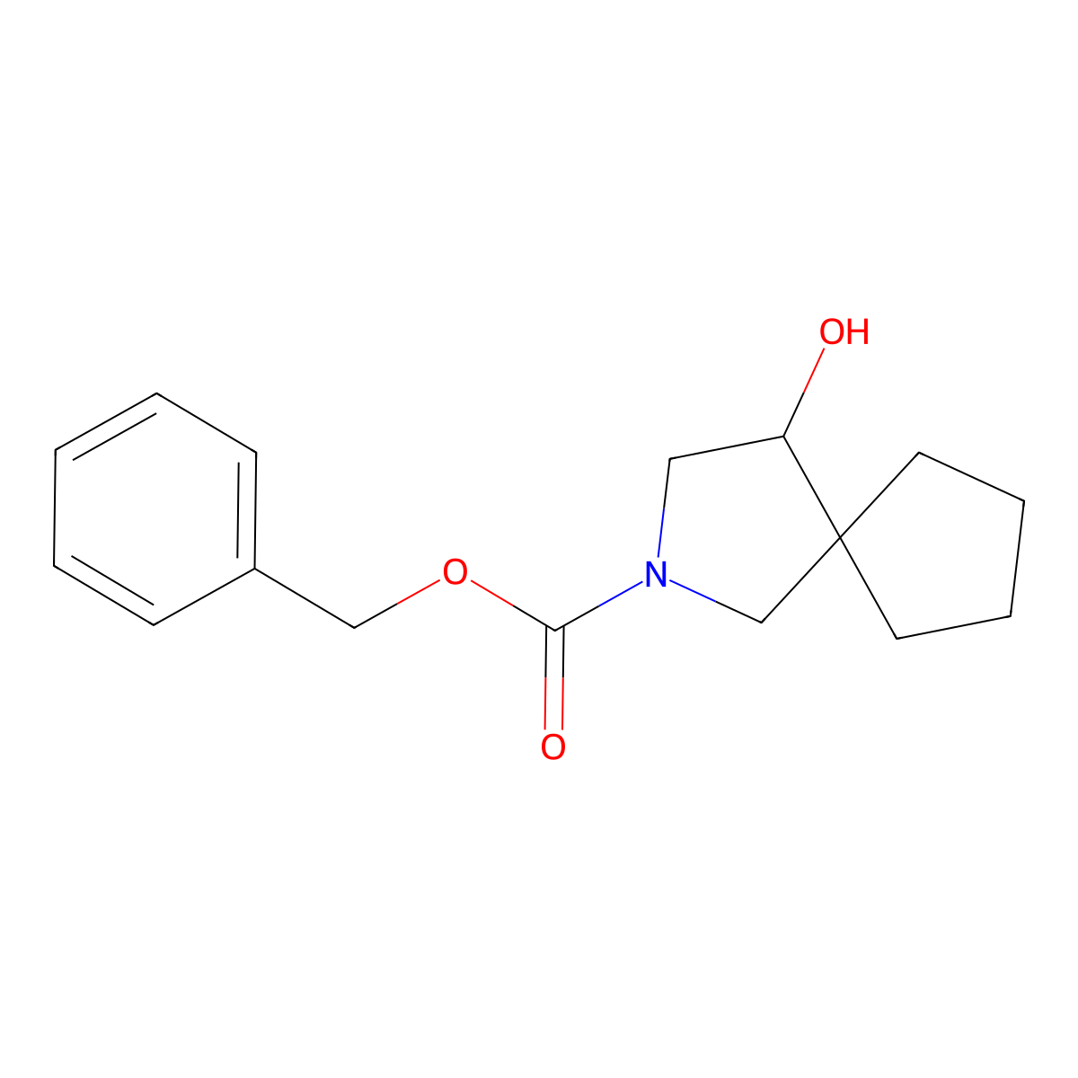 Benzyl 4-hydroxy-2-azaspiro[4.4]nonane-2-carboxylate molecular structure, CAS 2764013-27-4