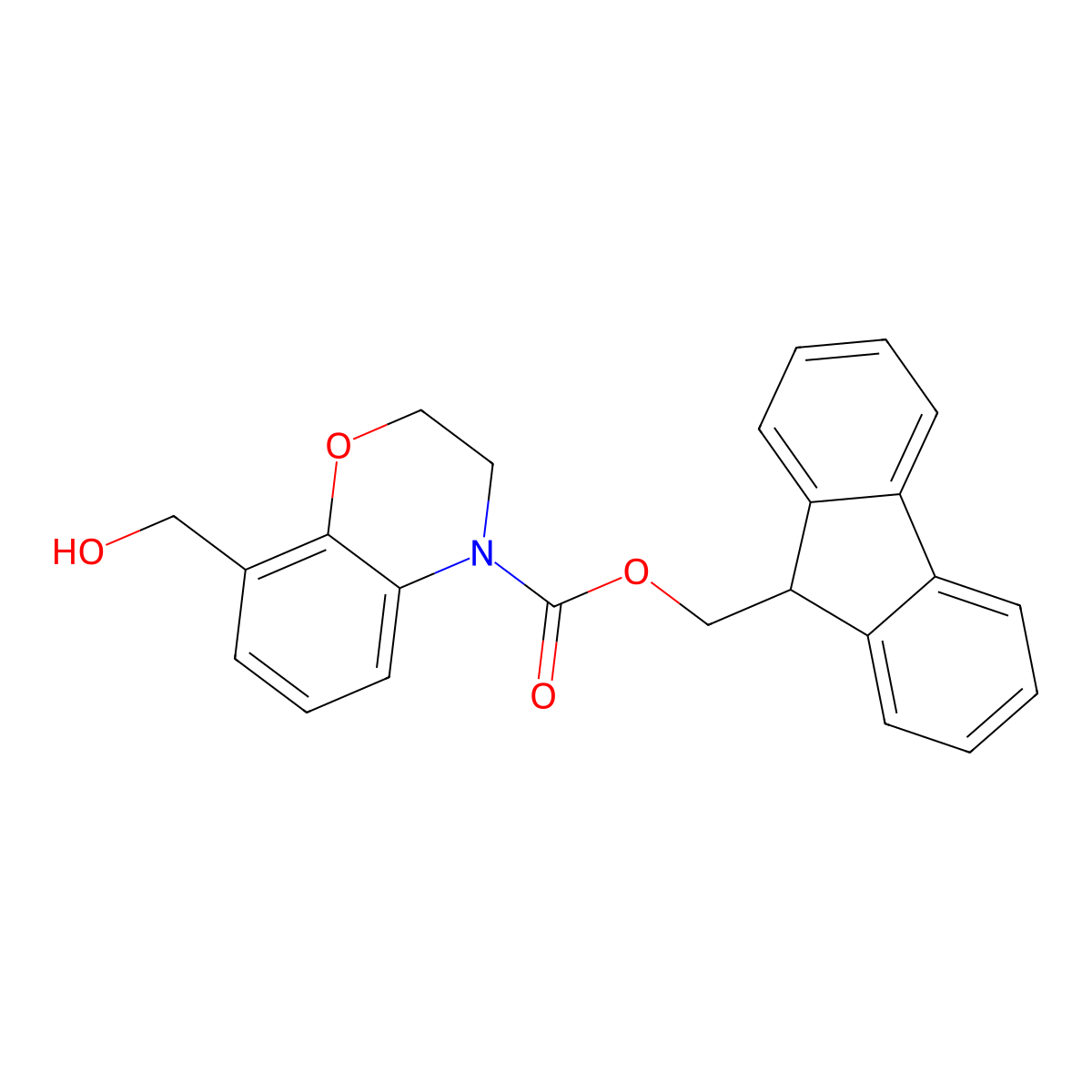 (9H-fluoren-9-yl)methyl 8-(hydroxymethyl)-3,4-dihydro-2H-1,4-benzoxazine-4-carboxylate molecular structure, CAS 2764013-31-0