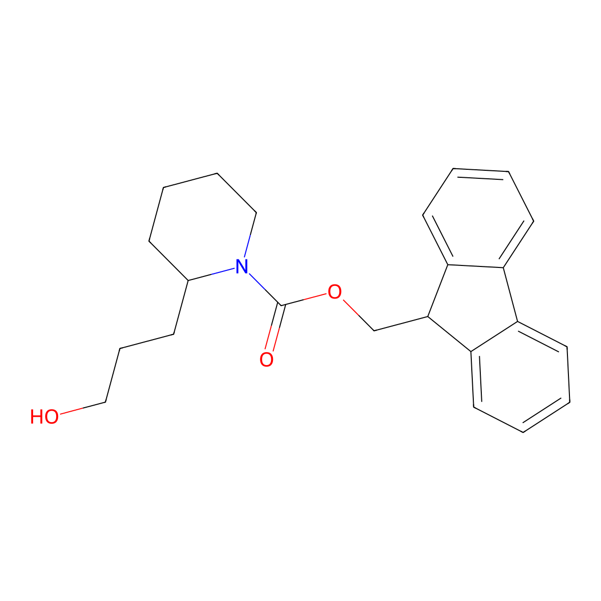(9H-fluoren-9-yl)methyl 2-(3-hydroxypropyl)piperidine-1-carboxylate molecular structure, CAS 2764013-33-2