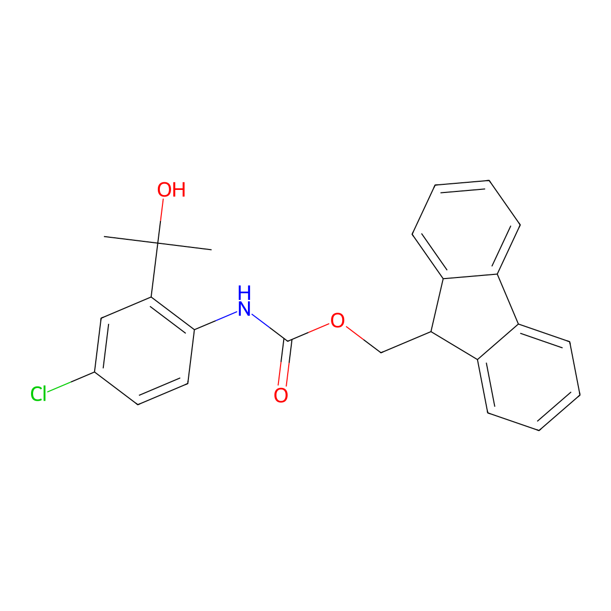 (9H-fluoren-9-yl)methyl N-[4-chloro-2-(2-hydroxypropan-2-yl)phenyl]carbamate molecular structure, CAS 2764013-34-3