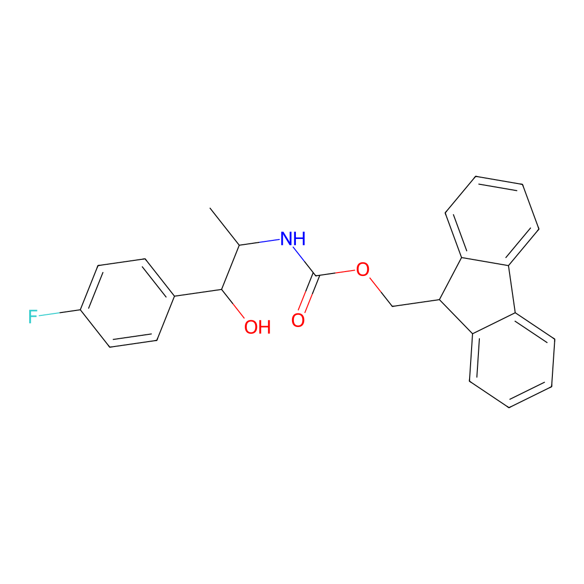 (9H-fluoren-9-yl)methyl N-[1-(4-fluorophenyl)-1-hydroxypropan-2-yl]carbamate molecular structure, CAS 2764013-35-4