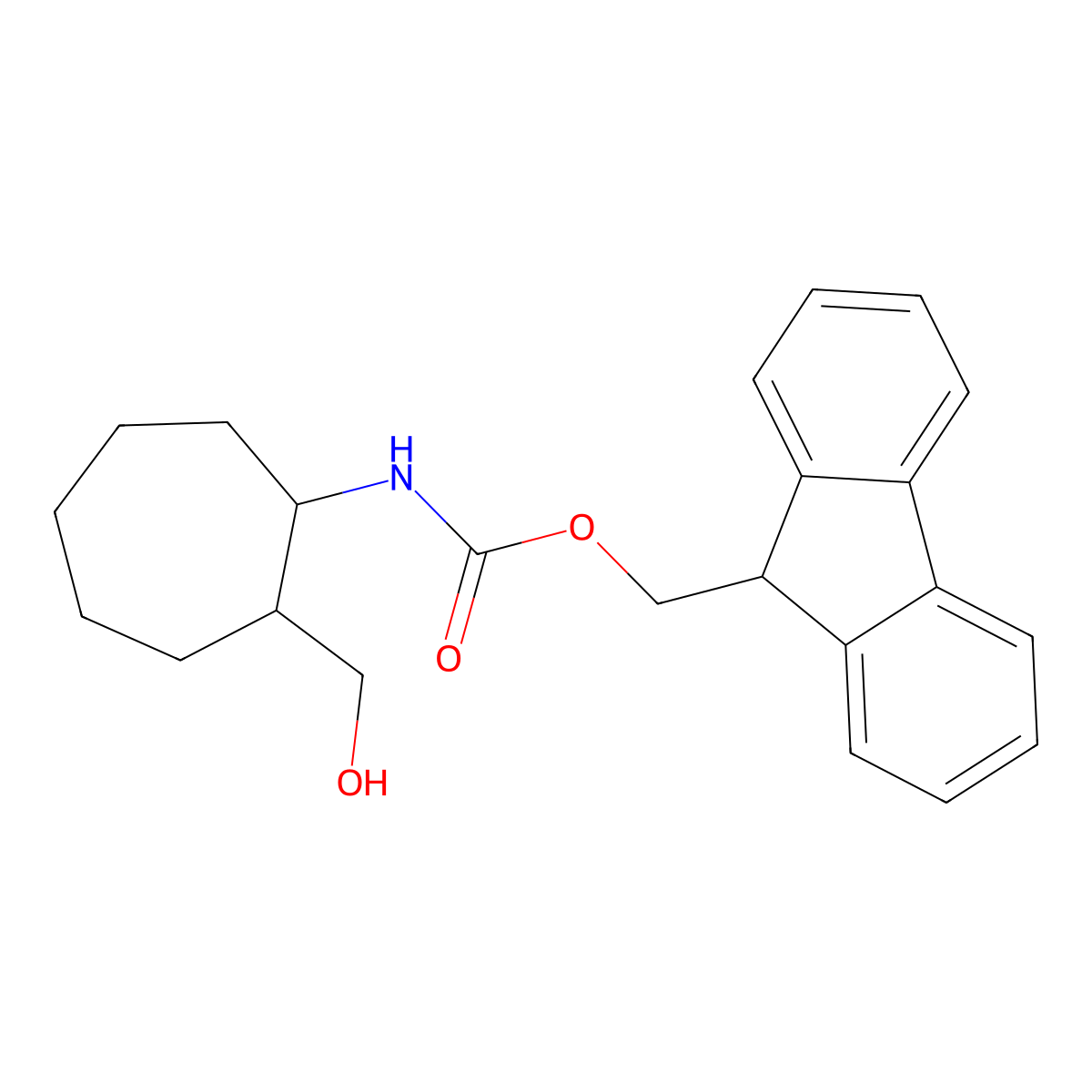 (9H-fluoren-9-yl)methyl N-[2-(hydroxymethyl)cycloheptyl]carbamate molecular structure, CAS 2764013-48-9