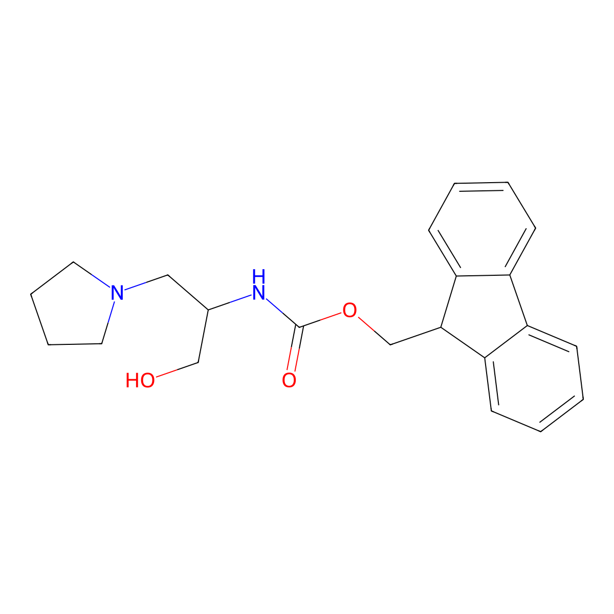 (9H-fluoren-9-yl)methyl N-[1-hydroxy-3-(pyrrolidin-1-yl)propan-2-yl]carbamate molecular structure, CAS 2764013-49-0