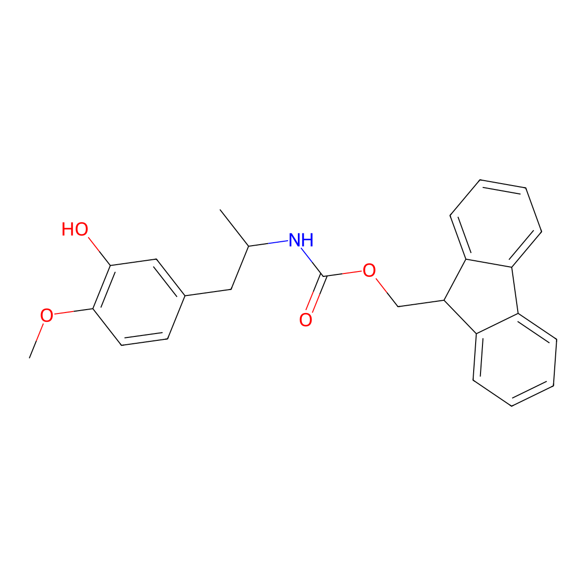 (9H-fluoren-9-yl)methyl N-[1-(3-hydroxy-4-methoxyphenyl)propan-2-yl]carbamate molecular structure, CAS 2764013-50-3