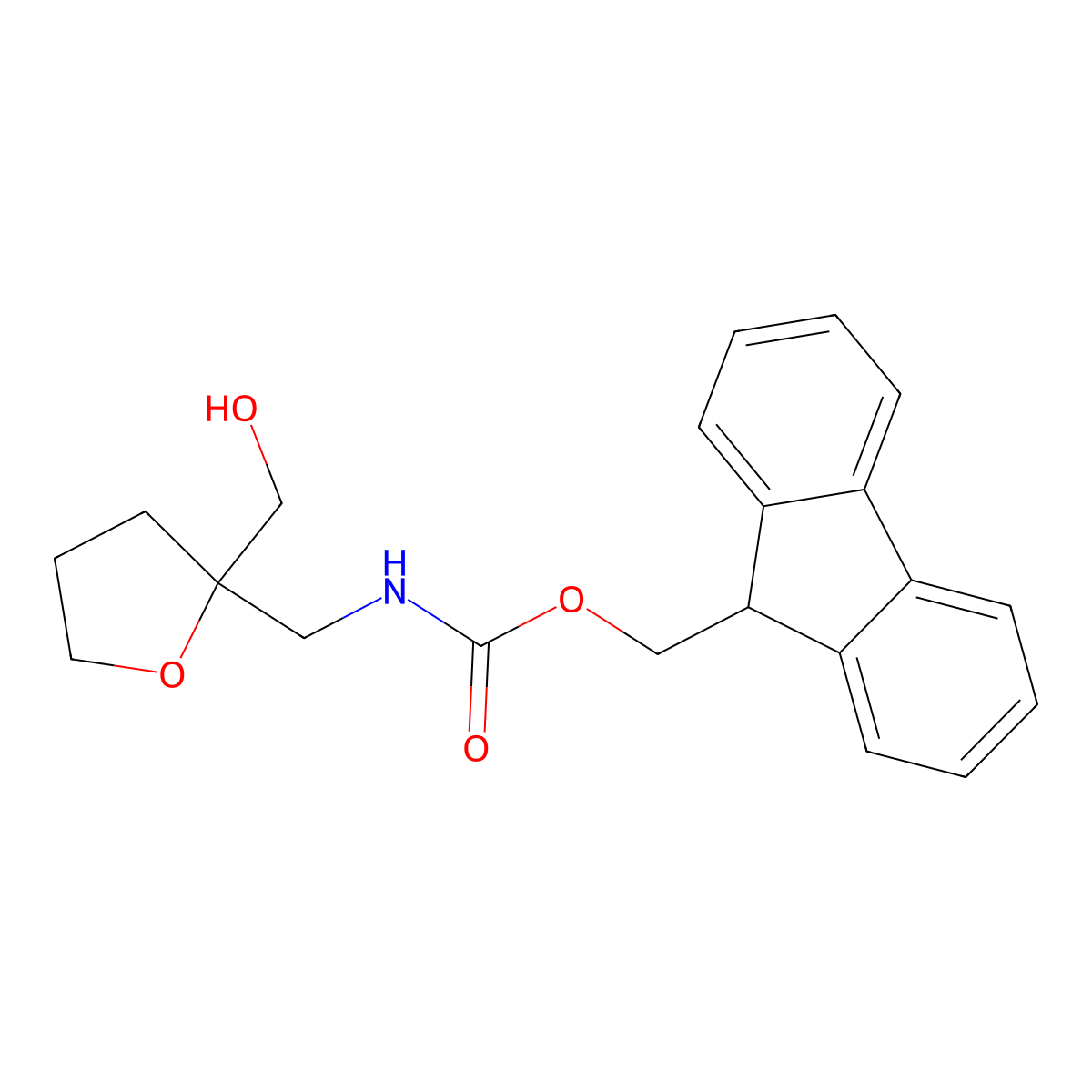 (9H-fluoren-9-yl)methyl N-{[2-(hydroxymethyl)oxolan-2-yl]methyl}carbamate molecular structure, CAS 2764013-57-0