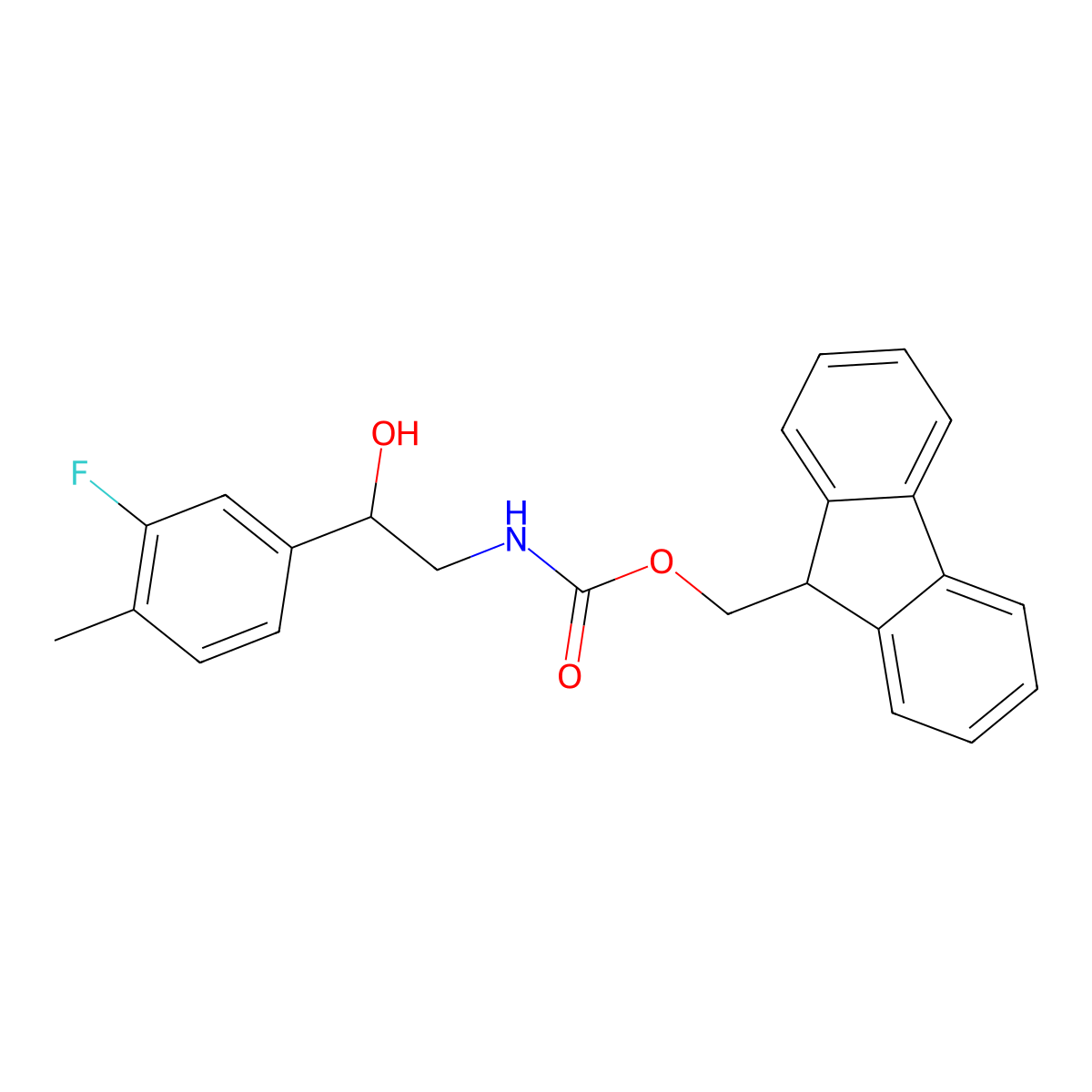 (9H-fluoren-9-yl)methyl N-[2-(3-fluoro-4-methylphenyl)-2-hydroxyethyl]carbamate molecular structure, CAS 2764013-59-2
