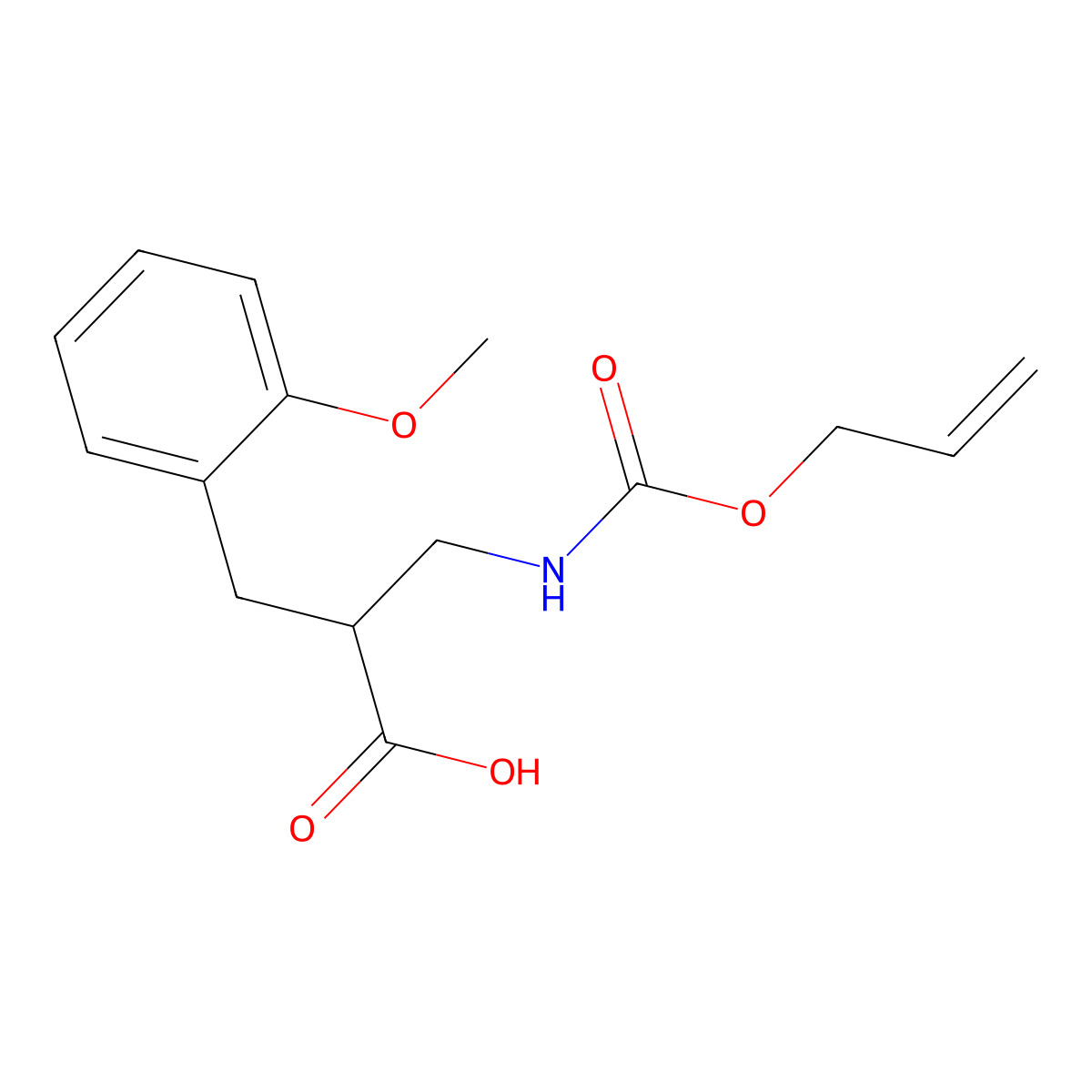 2-[(2-Methoxyphenyl)methyl]-3-{[(prop-2-en-1-yloxy)carbonyl]amino}propanoic acid molecular structure, CAS 2764013-64-9