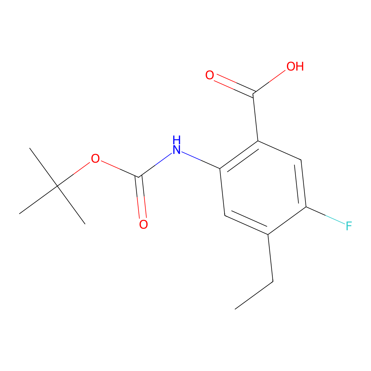 2-{[(Tert-butoxy)carbonyl]amino}-4-ethyl-5-fluorobenzoic acid molecular structure, CAS 2764013-66-1