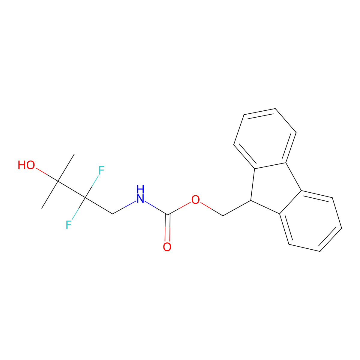 (9H-fluoren-9-yl)methyl N-(2,2-difluoro-3-hydroxy-3-methylbutyl)carbamate molecular structure, CAS 2764013-68-3