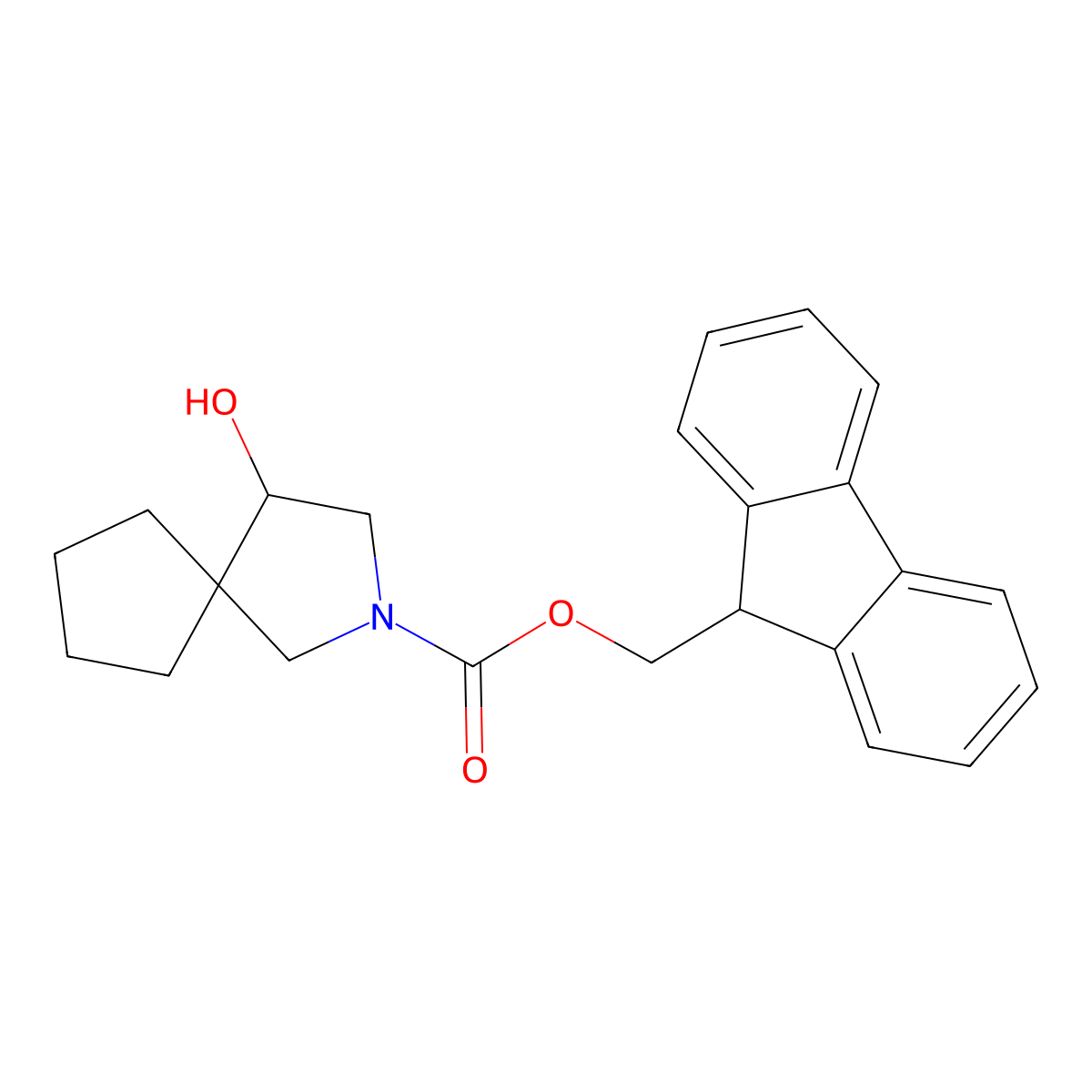 (9H-fluoren-9-yl)methyl 4-hydroxy-2-azaspiro[4.4]nonane-2-carboxylate molecular structure, CAS 2764013-78-5