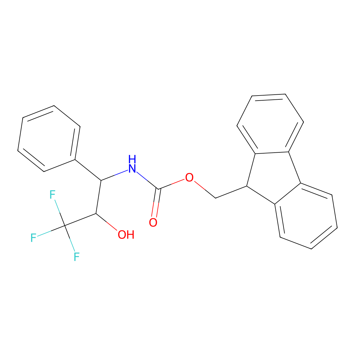 rac-(9H-fluoren-9-yl)methyl N-[(1R,2R)-3,3,3-trifluoro-2-hydroxy-1-phenylpropyl]carbamate molecular structure, CAS 2764013-82-1
