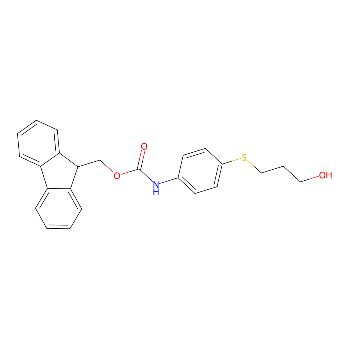 (9H-fluoren-9-yl)methyl N-{4-[(3-hydroxypropyl)sulfanyl]phenyl}carbamate molecular structure, CAS 2764013-85-4