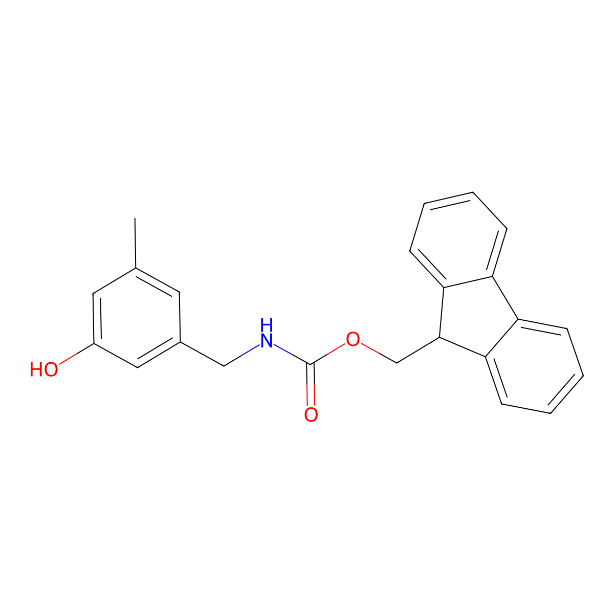 (9H-fluoren-9-yl)methyl N-[(3-hydroxy-5-methylphenyl)methyl]carbamate molecular structure, CAS 2764013-89-8