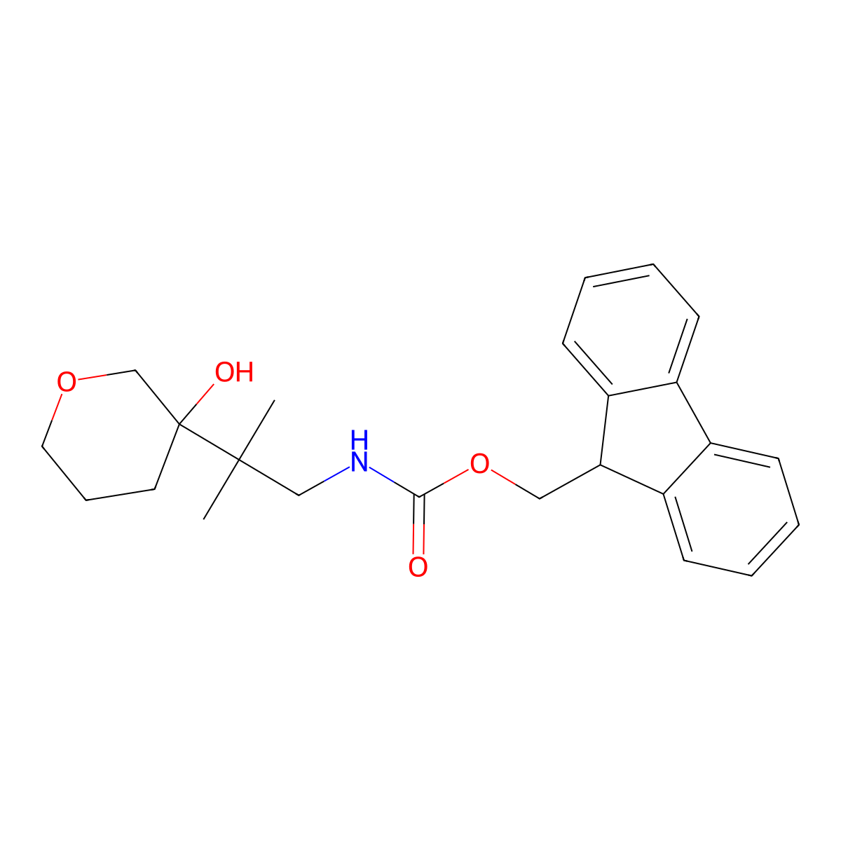 (9H-fluoren-9-yl)methyl N-[2-(3-hydroxyoxan-3-yl)-2-methylpropyl]carbamate molecular structure, CAS 2764013-96-7