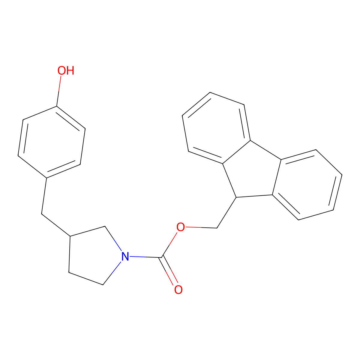 (9H-fluoren-9-yl)methyl 3-[(4-hydroxyphenyl)methyl]pyrrolidine-1-carboxylate molecular structure, CAS 2764014-01-7