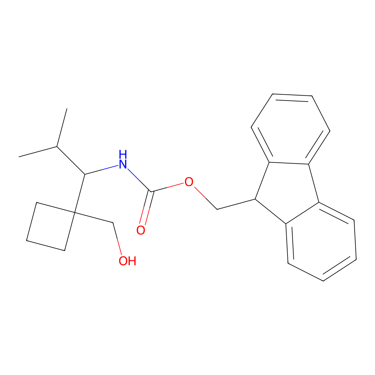 (9H-fluoren-9-yl)methyl N-{1-[1-(hydroxymethyl)cyclobutyl]-2-methylpropyl}carbamate molecular structure, CAS 2764014-03-9
