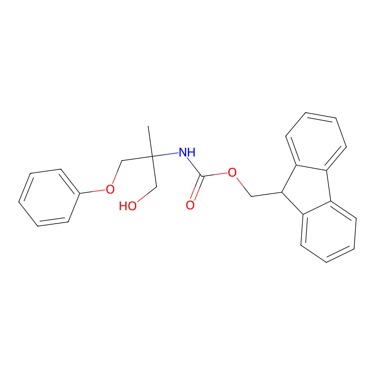 (9H-fluoren-9-yl)methyl N-(1-hydroxy-2-methyl-3-phenoxypropan-2-yl)carbamate molecular structure, CAS 2764014-18-6