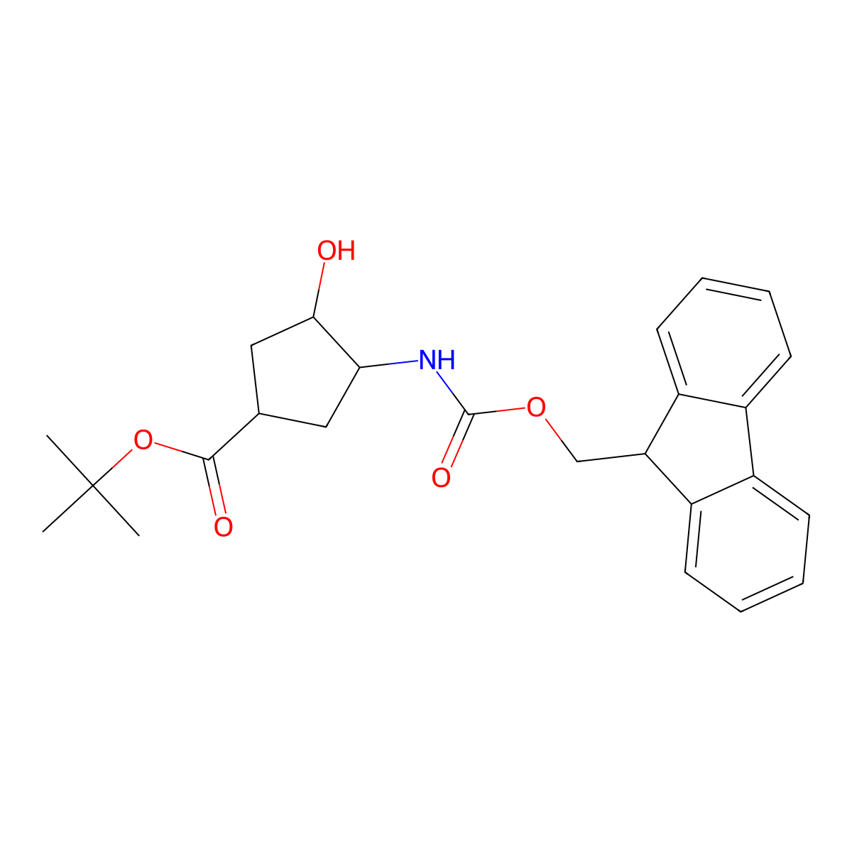 rac-tert-butyl (1R,3S,4S)-3-({[(9H-fluoren-9-yl)methoxy]carbonyl}amino)-4-hydroxycyclopentane-1-carboxylate molecular structure, CAS 2764014-30-2