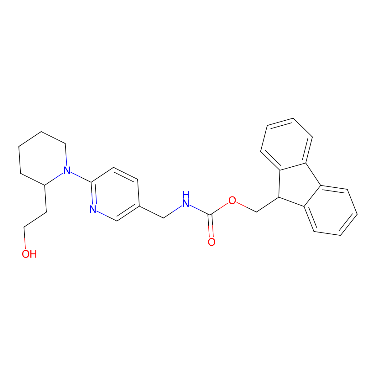 (9H-fluoren-9-yl)methyl N-({6-[2-(2-hydroxyethyl)piperidin-1-yl]pyridin-3-yl}methyl)carbamate molecular structure, CAS 2764014-33-5