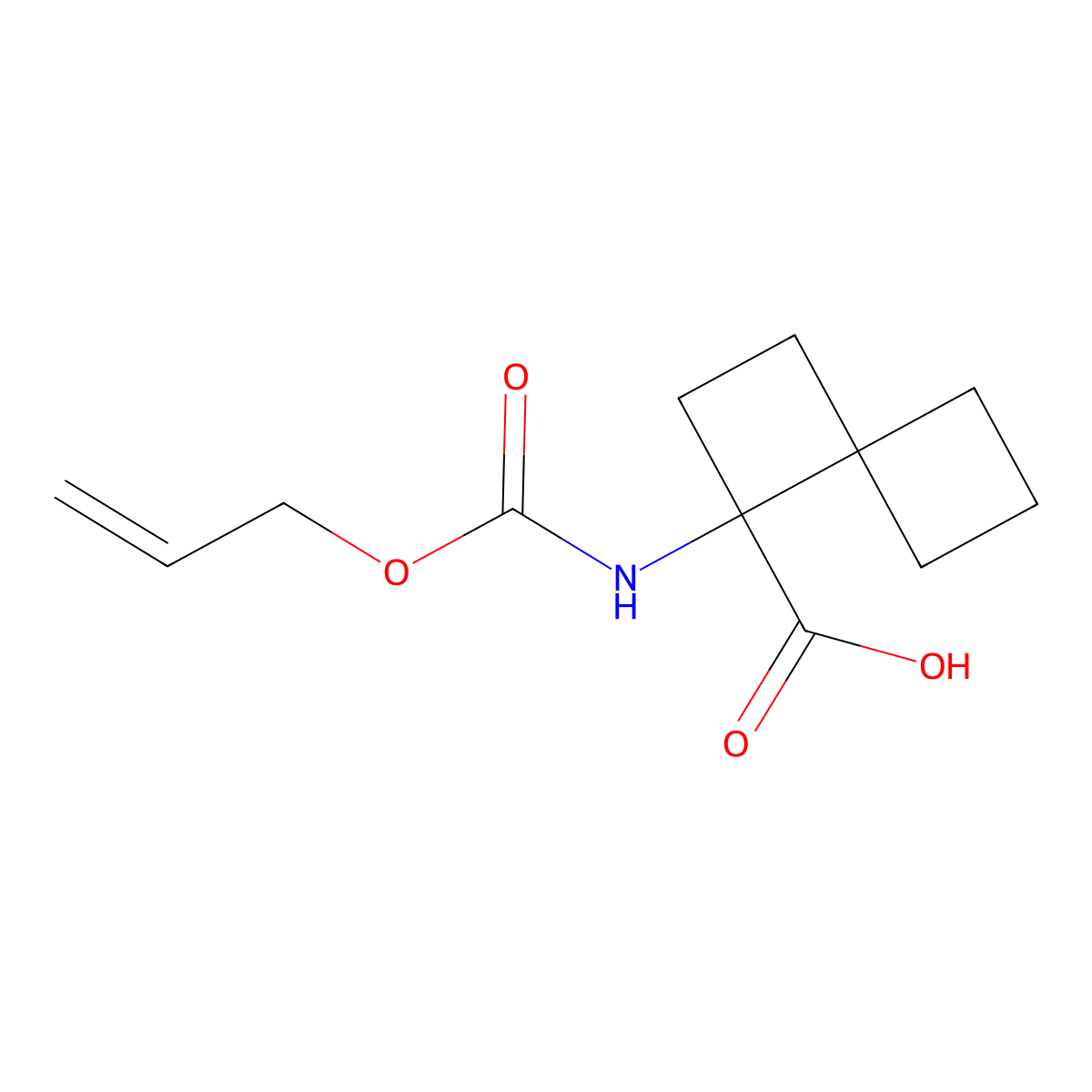 1-{[(Prop-2-en-1-yloxy)carbonyl]amino}spiro[3.3]heptane-1-carboxylic acid molecular structure, CAS 2764014-37-9