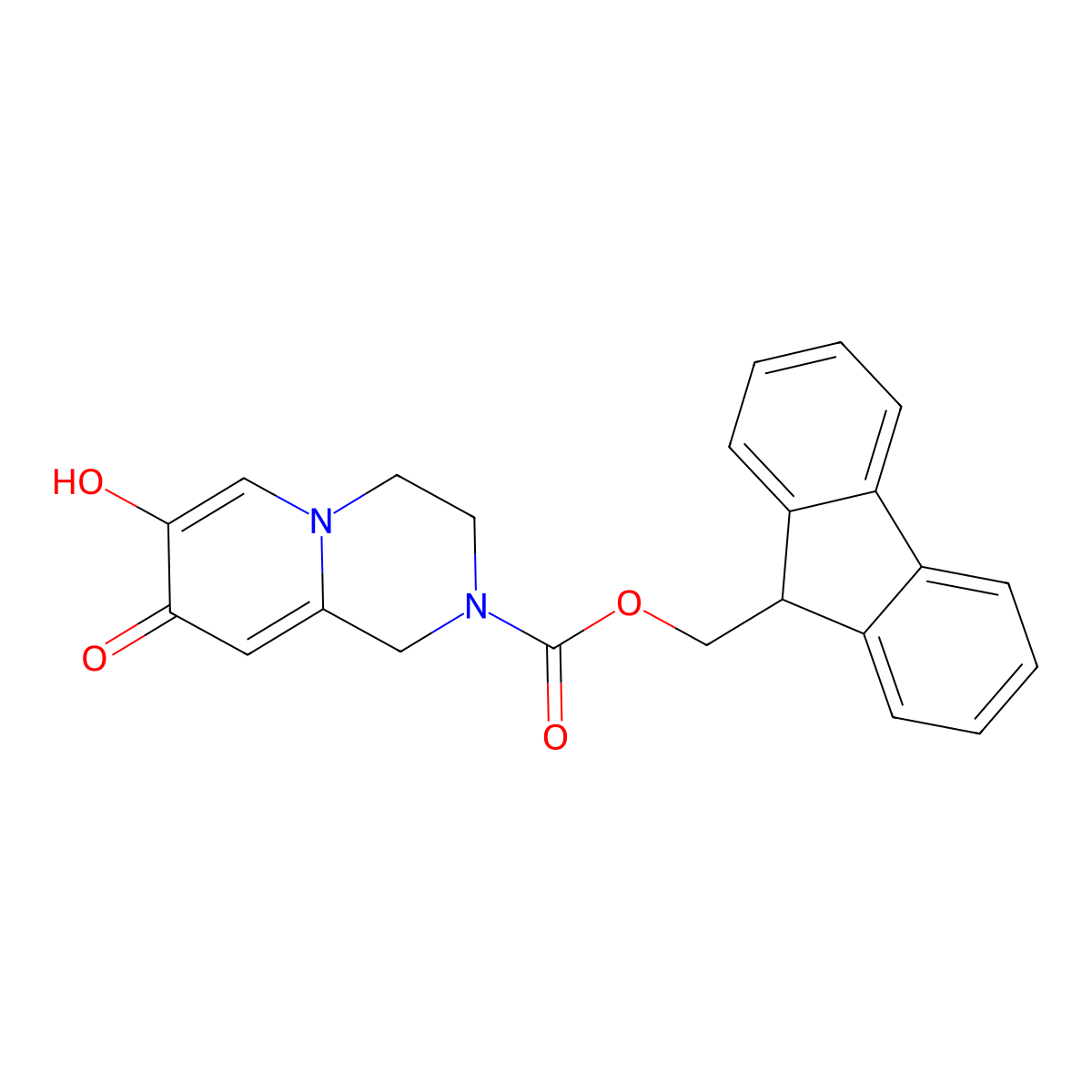 (9H-fluoren-9-yl)methyl 7-hydroxy-8-oxo-1H,2H,3H,4H,8H-pyrido[1,2-a]pyrazine-2-carboxylate molecular structure, CAS 2764014-42-6