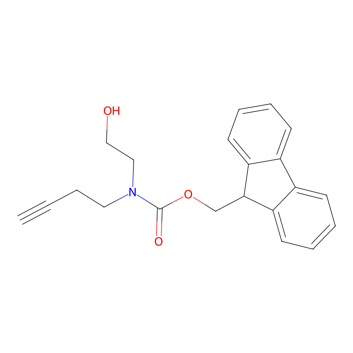 (9H-fluoren-9-yl)methyl N-(but-3-yn-1-yl)-N-(2-hydroxyethyl)carbamate molecular structure, CAS 2764014-43-7