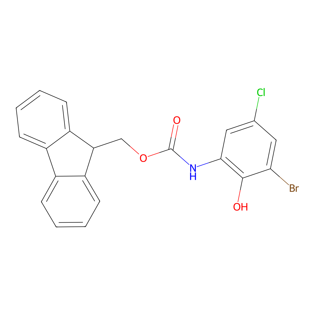 (9H-fluoren-9-yl)methyl N-(3-bromo-5-chloro-2-hydroxyphenyl)carbamate molecular structure, CAS 2764014-46-0