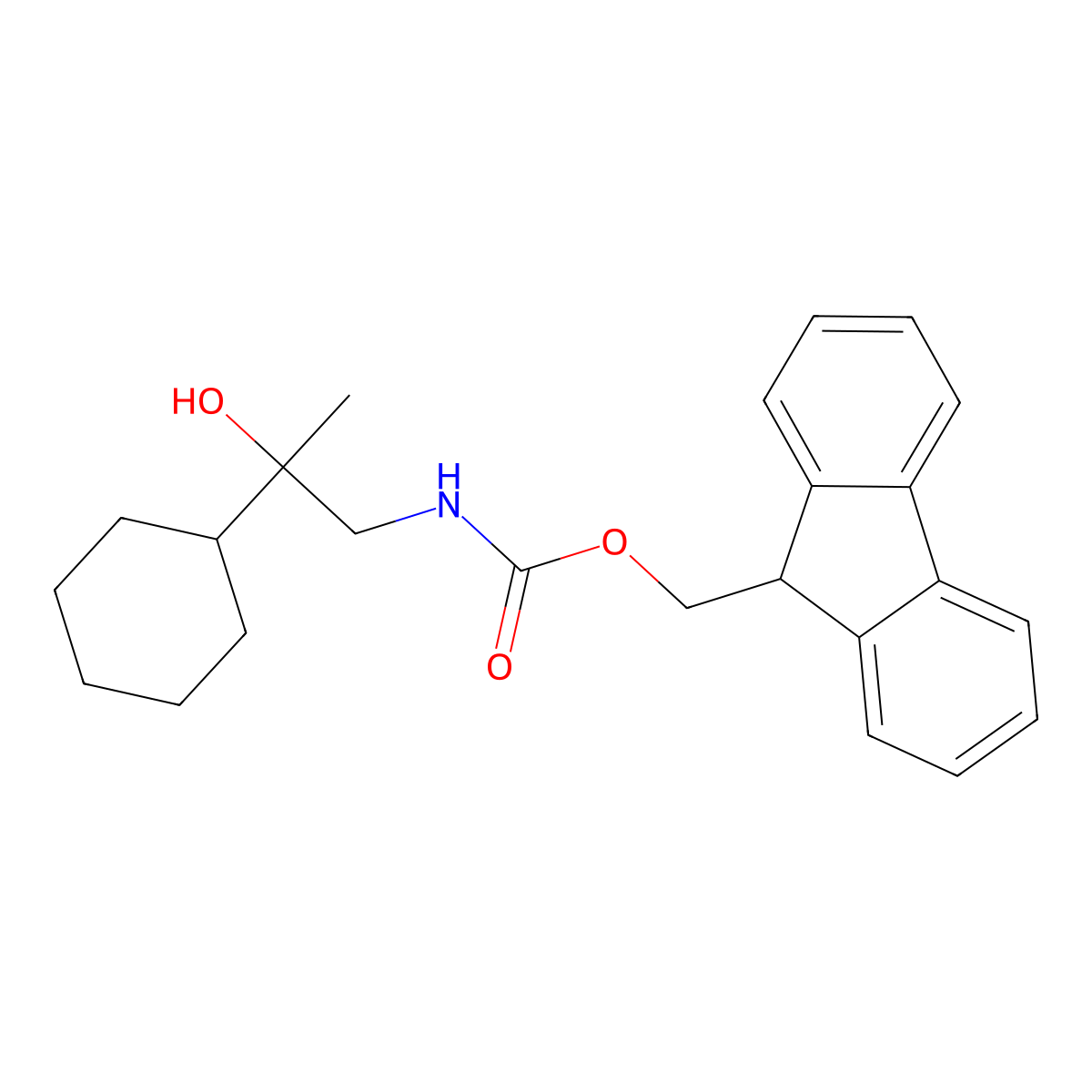 (9H-fluoren-9-yl)methyl N-(2-cyclohexyl-2-hydroxypropyl)carbamate molecular structure, CAS 2764014-48-2