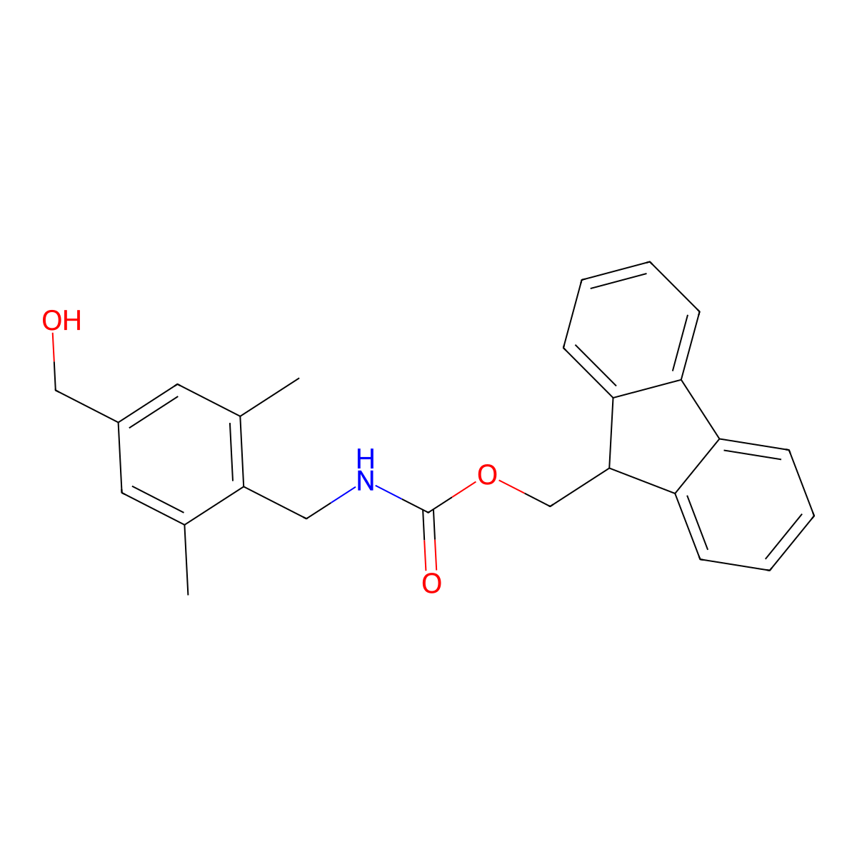 (9H-fluoren-9-yl)methyl N-{[4-(hydroxymethyl)-2,6-dimethylphenyl]methyl}carbamate molecular structure, CAS 2764014-49-3