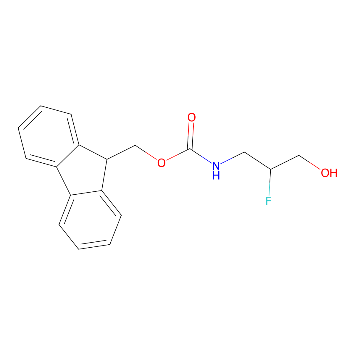 (9H-fluoren-9-yl)methyl N-(2-fluoro-3-hydroxypropyl)carbamate molecular structure, CAS 2764014-53-9