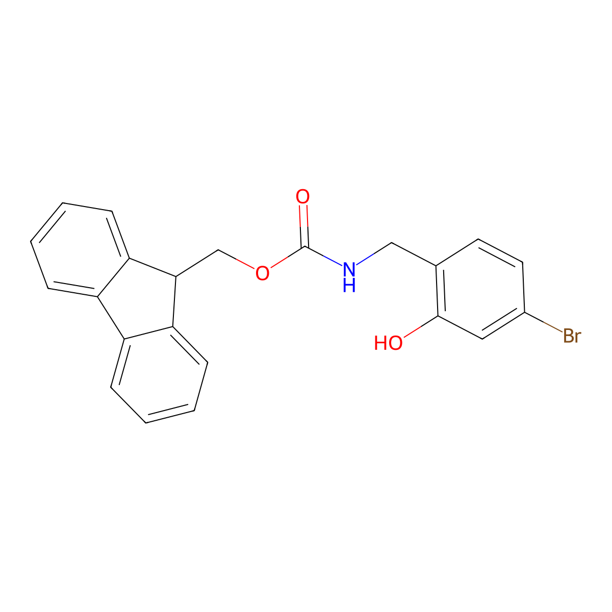 (9H-fluoren-9-yl)methyl N-[(4-bromo-2-hydroxyphenyl)methyl]carbamate molecular structure, CAS 2764014-55-1